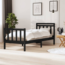 vidaXL fekete tömör fa ágykeret 100 x 200 cm ágy és ágykellék