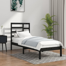 vidaXL fekete tömör fa ágykeret 100 x 200 cm ágy és ágykellék