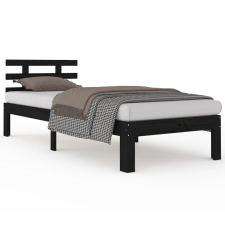 vidaXL fekete tömör fa ágykeret 100 x 200 cm (814748) ágy és ágykellék