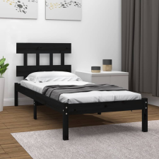 vidaXL fekete tömör fa ágykeret 100x200 cm ágy és ágykellék