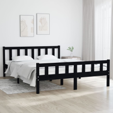 vidaXL fekete tömör fa ágykeret 120 x 200 cm ágy és ágykellék