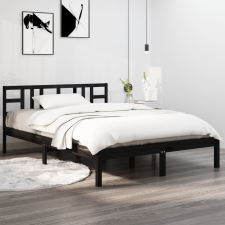 vidaXL fekete tömör fa ágykeret 140 x 190 cm ágy és ágykellék