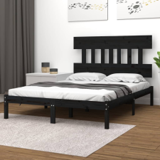vidaXL fekete tömör fa ágykeret 140 x 190 cm ágy és ágykellék
