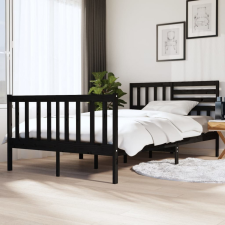 vidaXL fekete tömör fa ágykeret 140 x 190 cm ágy és ágykellék