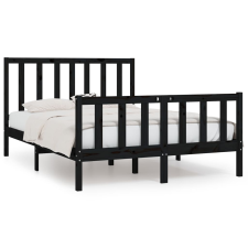 vidaXL fekete tömör fa ágykeret 140 x 190 cm (3105209) ágy és ágykellék