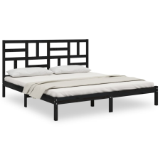 vidaXL fekete tömör fa ágykeret 200 x 200 cm (3105974) ágy és ágykellék