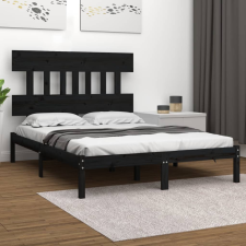 vidaXL fekete tömör fa ágykeret 200x200 cm ágy és ágykellék