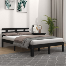 vidaXL fekete tömör fa ágykeret 200x200 cm ágy és ágykellék