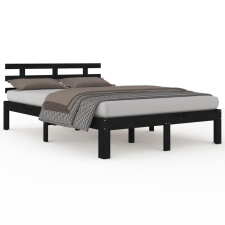 vidaXL fekete tömör fa ágykeret 200x200 cm (814778) ágy és ágykellék