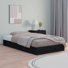 vidaXL fekete tömör fa ágykeret 75 x 190 cm (2FT6 Small Single) ágy és ágykellék