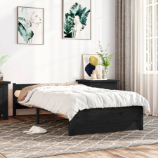 vidaXL fekete tömör fa ágykeret 90x200 cm ágy és ágykellék