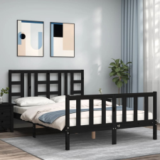 vidaXL fekete tömör fa ágykeret fejtámlával 140 x 190 cm ágy és ágykellék