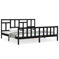 vidaXL fekete tömör fa ágykeret fejtámlával 200 x 200 cm (3193165) ágy és ágykellék