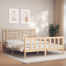 vidaXL fekete tömör fa ágykeret fejtámlával 5FT King Size ágy és ágykellék