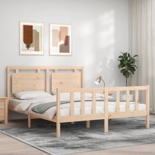 vidaXL fekete tömör fa ágykeret fejtámlával 5FT King Size ágy és ágykellék