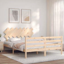 vidaXL fekete tömör fa ágykeret fejtámlával 5FT King Size ágy és ágykellék