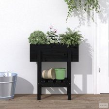 vidaXL Fekete tömör fenyő kerti növénytartó 62 x 30 x 69 cm kerti tárolás