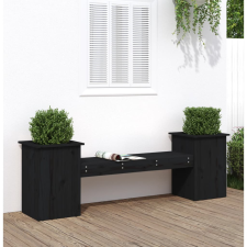 vidaXL fekete tömör fenyő növénytartó pad 184,5x39,5x56,5 cm kerti bútor