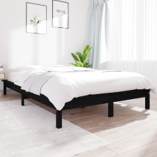 vidaXL fekete tömör fenyőfa ágykeret 135 x 190 cm (4FT6 Double) ágy és ágykellék