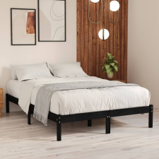 vidaXL fekete tömör fenyőfa ágykeret 140 x 190 cm ágy és ágykellék