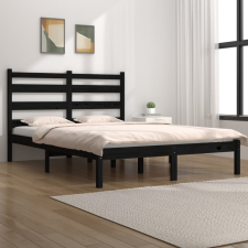 vidaXL fekete tömör fenyőfa ágykeret 140 x 190 cm ágy és ágykellék