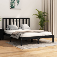 vidaXL fekete tömör fenyőfa ágykeret 140 x 190 cm ágy és ágykellék