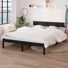 vidaXL fekete tömör fenyőfa ágykeret 140 x 200 cm ágy és ágykellék