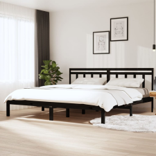 vidaXL fekete tömör fenyőfa ágykeret 200 x 200 cm ágy és ágykellék