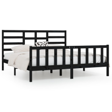 vidaXL fekete tömör fenyőfa ágykeret 200x200 cm (3107637) ágy és ágykellék