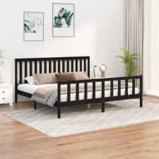 vidaXL fekete tömör fenyőfa ágykeret fejtámlával 200 x 200 cm ágy és ágykellék