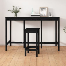 vidaXL fekete tömör fenyőfa bárasztal 180 x 80 x 110 cm bútor