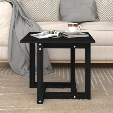 vidaXL fekete tömör fenyőfa dohányzóasztal 50 x 50 x 45 cm bútor