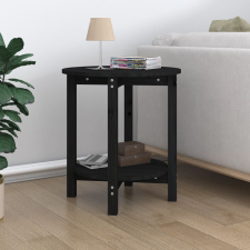 vidaXL fekete tömör fenyőfa dohányzóasztal Ø 55 x 60 cm bútor