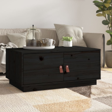 vidaXL fekete tömör fenyőfa dohányzóasztal 80 x 50 x 35 cm bútor