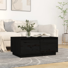 vidaXL fekete tömör fenyőfa dohányzóasztal 80x50x35 cm bútor