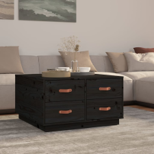 vidaXL fekete tömör fenyőfa dohányzóasztal 80x80x45 cm bútor