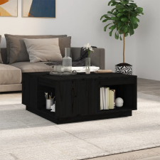 vidaXL fekete tömör fenyőfa dohányzóasztal 80x81x36,5 cm bútor