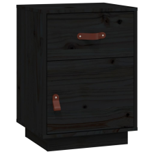 vidaXL fekete tömör fenyőfa éjjeliszekrény 40 x 34 x 55 cm (818313) bútor