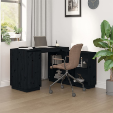 vidaXL fekete tömör fenyőfa íróasztal 110x50x75 cm íróasztal