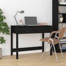 vidaXL fekete tömör fenyőfa íróasztal fiókokkal 100 x 50 x 78 cm íróasztal