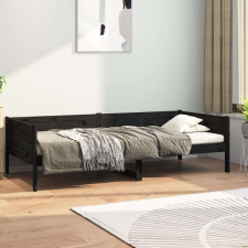 vidaXL fekete tömör fenyőfa kanapéágy 90 x 190 cm bútor