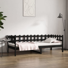 vidaXL fekete tömör fenyőfa kanapéágy 90 x 200 cm ágy és ágykellék