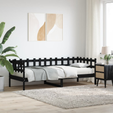 vidaXL fekete tömör fenyőfa kanapéágy 90 x 200 cm ágy és ágykellék