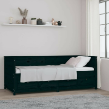 vidaXL fekete tömör fenyőfa kanapéágy 90 x 200 cm bútor