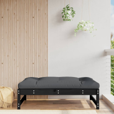 vidaXL Fekete tömör fenyőfa kerti lábzsámoly párnával 120x80 cm kerti bútor