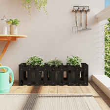 vidaXL fekete tömör fenyőfa kerti magaságyás kerítéssel 100x30x30 cm kerti tárolás