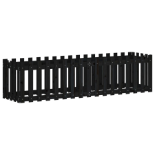 vidaXL fekete tömör fenyőfa kerti magaságyás kerítéssel 200x50x50 cm (832509) kerti tárolás