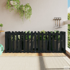 vidaXL Fekete tömör fenyőfa kerti magaságyás kerítéssel 200x50x70 cm kerti tárolás