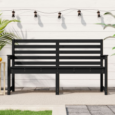 vidaXL fekete tömör fenyőfa kerti pad 159,5x48x91,5 cm kerti bútor