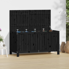 vidaXL Fekete tömör fenyőfa kerti tárolóláda 121x55x64 cm kerti bútor